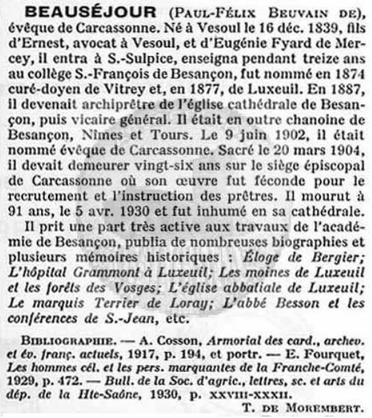 Mgr. Beauséjour 1 1951-Dictionnaire-de-Biographie-Française-TOMO-V-COLUMN-1180